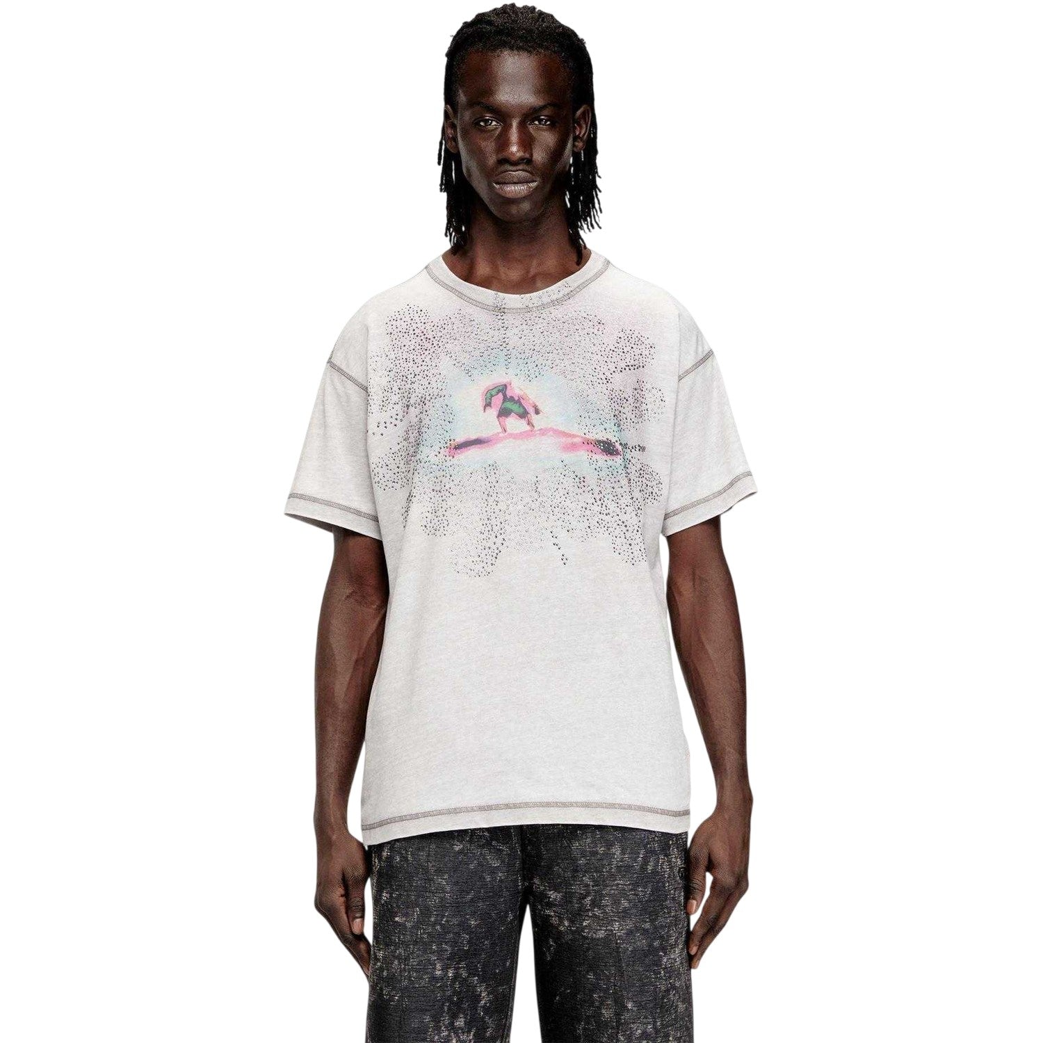 Grey - Side - Diesel Mens Regular T-Shirt