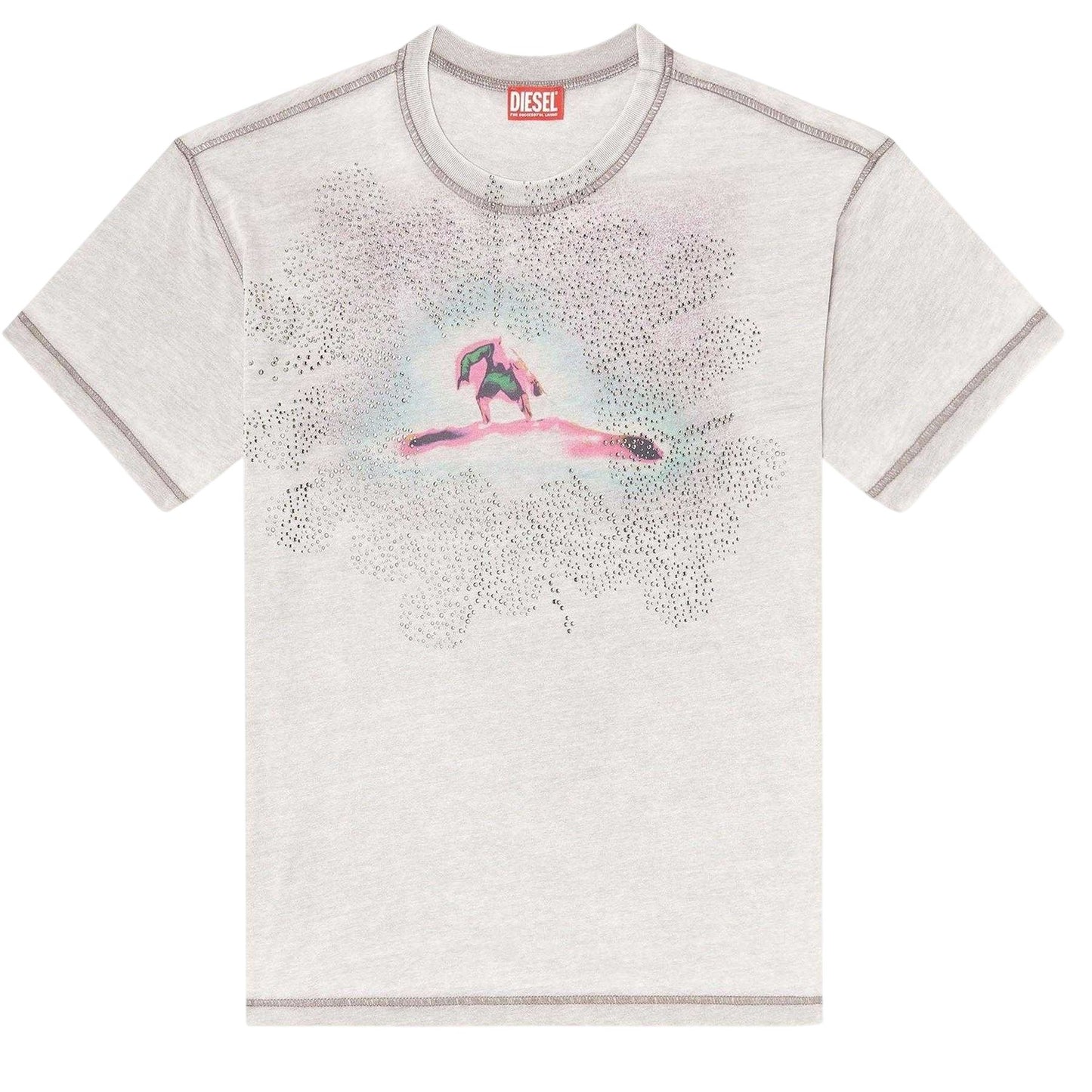 Grey - Front - Diesel Mens Regular T-Shirt