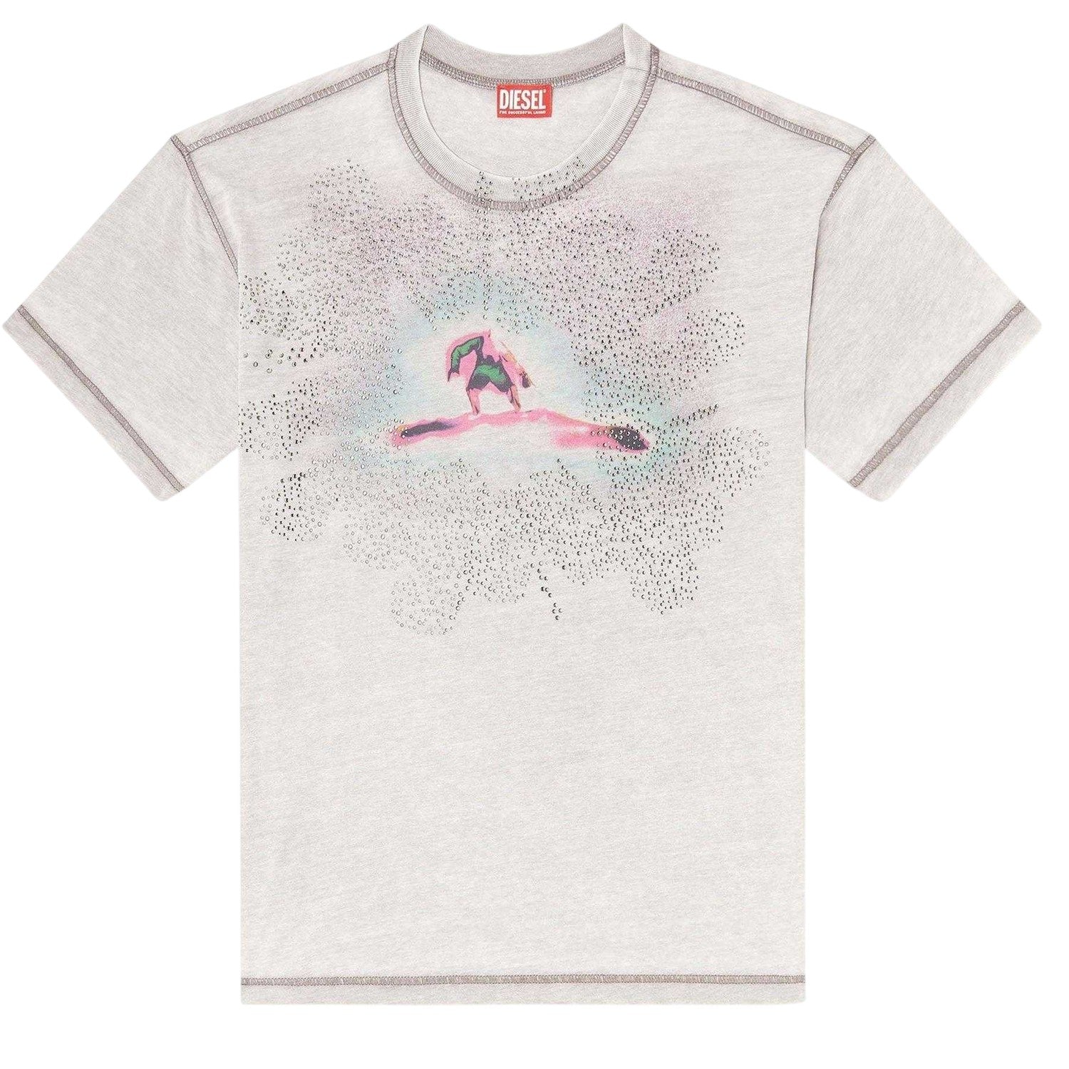 Grey - Front - Diesel Mens Regular T-Shirt