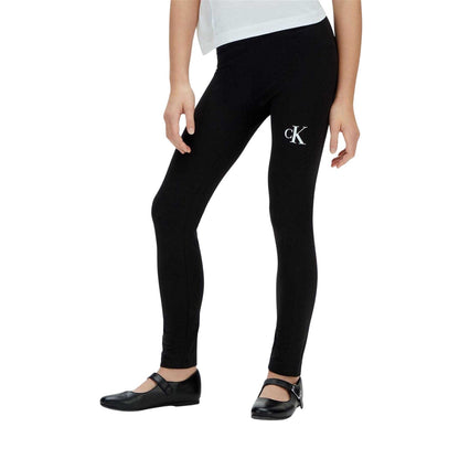 Black - Front - Calvin Klein Girls Jeans Logo Leggings