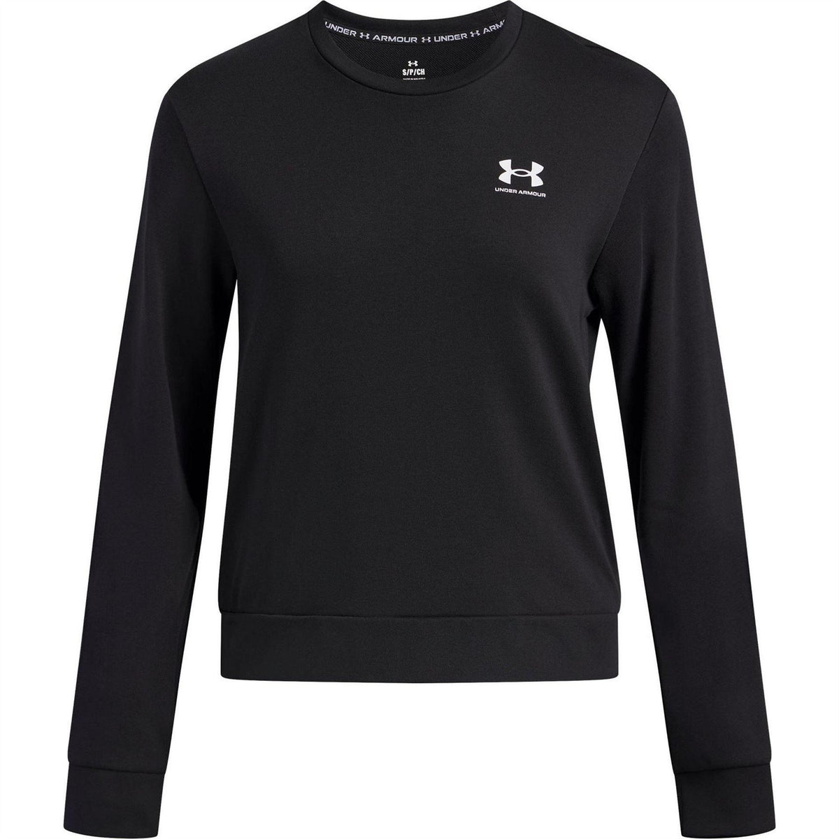 Black - Front - Under Armour Womens-Ladies Rival French Terry Crew Neck Sweatshirt