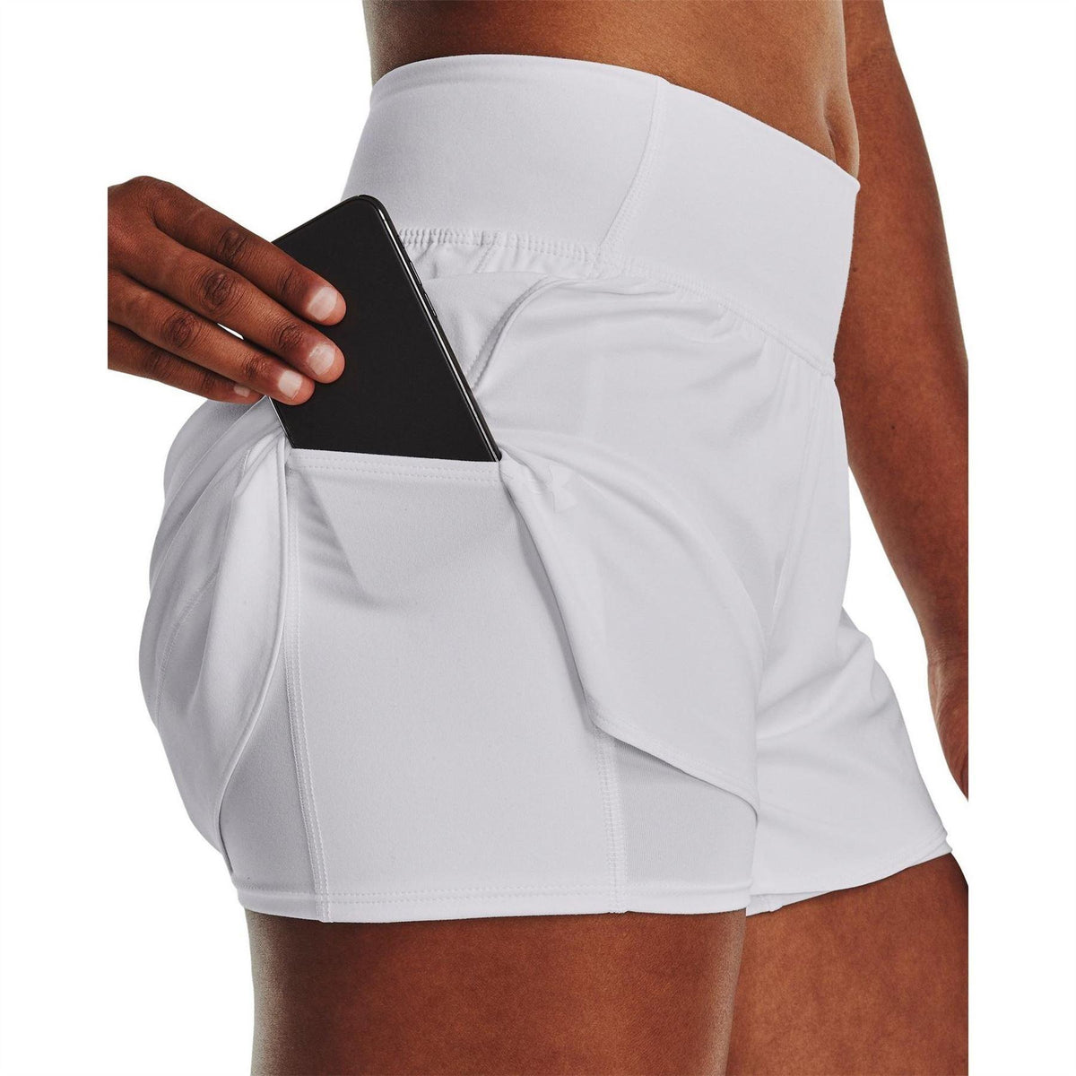 White - Side - Under Armour Womens-Ladies Vanish 2 in 1 Running Shorts