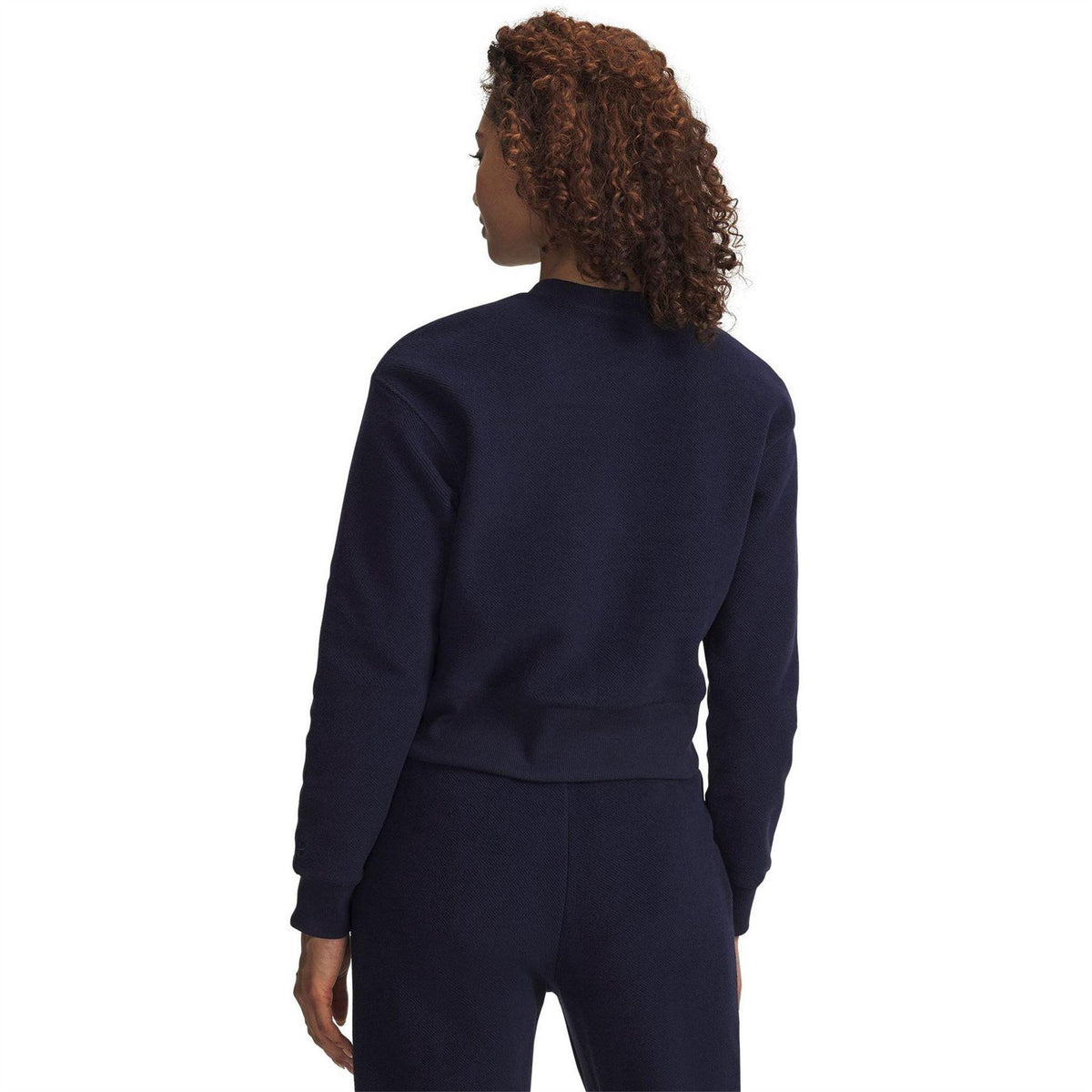 Blue - Back - Under Armour Womens-Ladies Varsity Icon Terrycloth Crop Sweatshirt