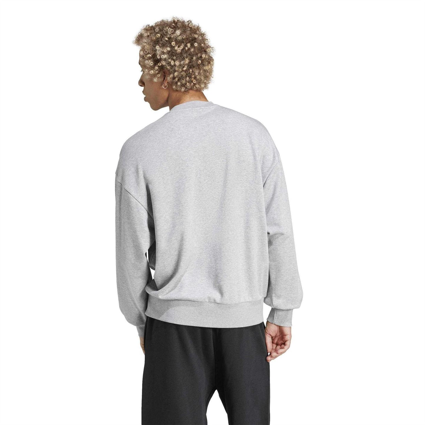 Medium Grey Heather - Back - Adidas Mens Cotton Oversized Sweatshirt