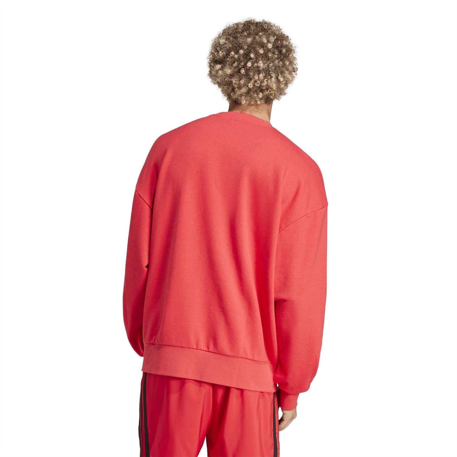 Ruby Red-Black - Back - Adidas Mens Cotton Oversized Sweatshirt