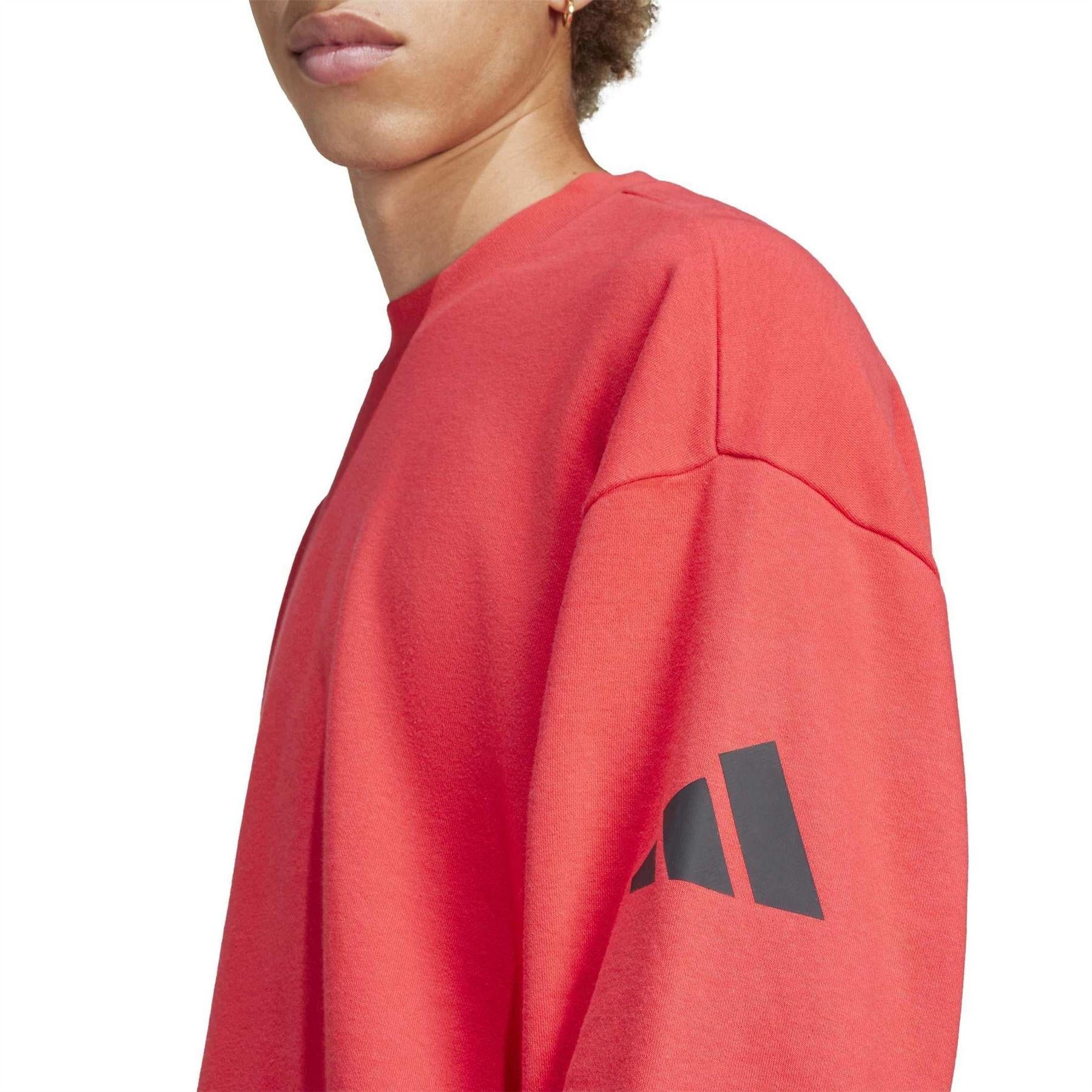 Ruby Red-Black - Lifestyle - Adidas Mens Cotton Oversized Sweatshirt