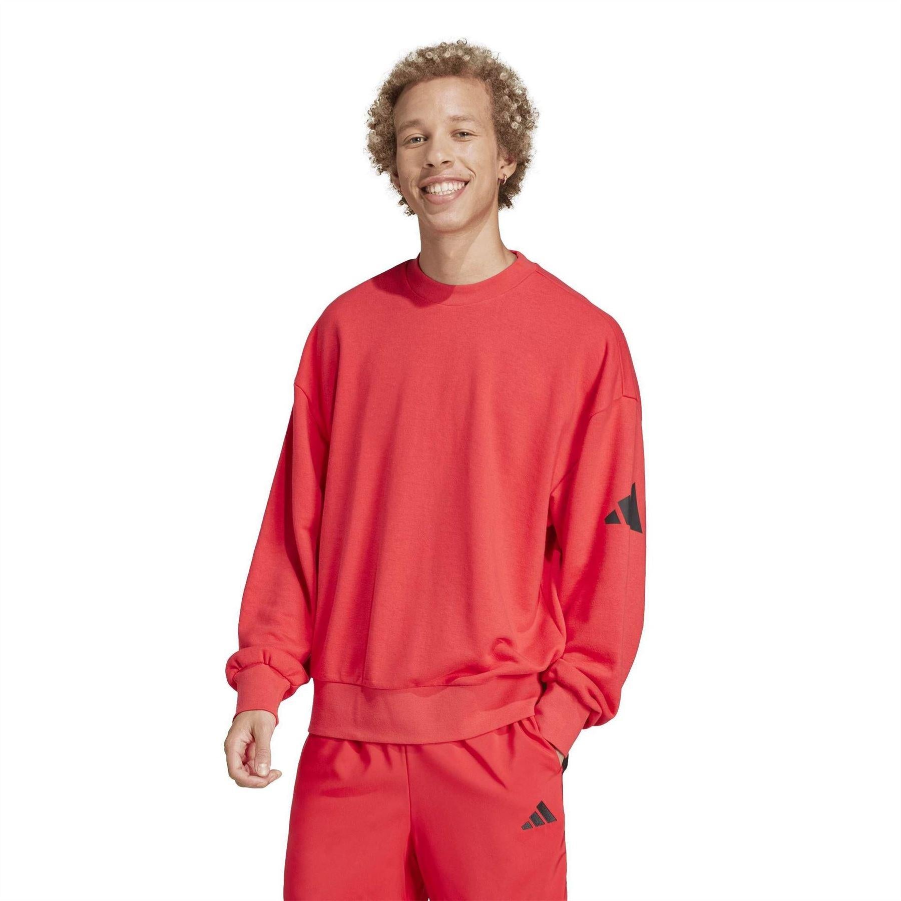 Ruby Red-Black - Pack Shot - Adidas Mens Cotton Oversized Sweatshirt
