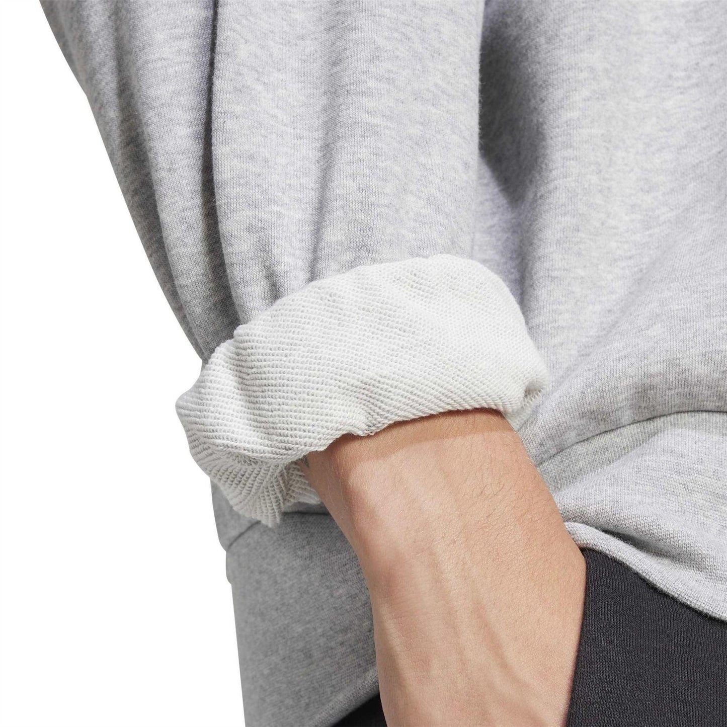 Medium Grey Heather - Side - Adidas Mens Cotton Oversized Sweatshirt
