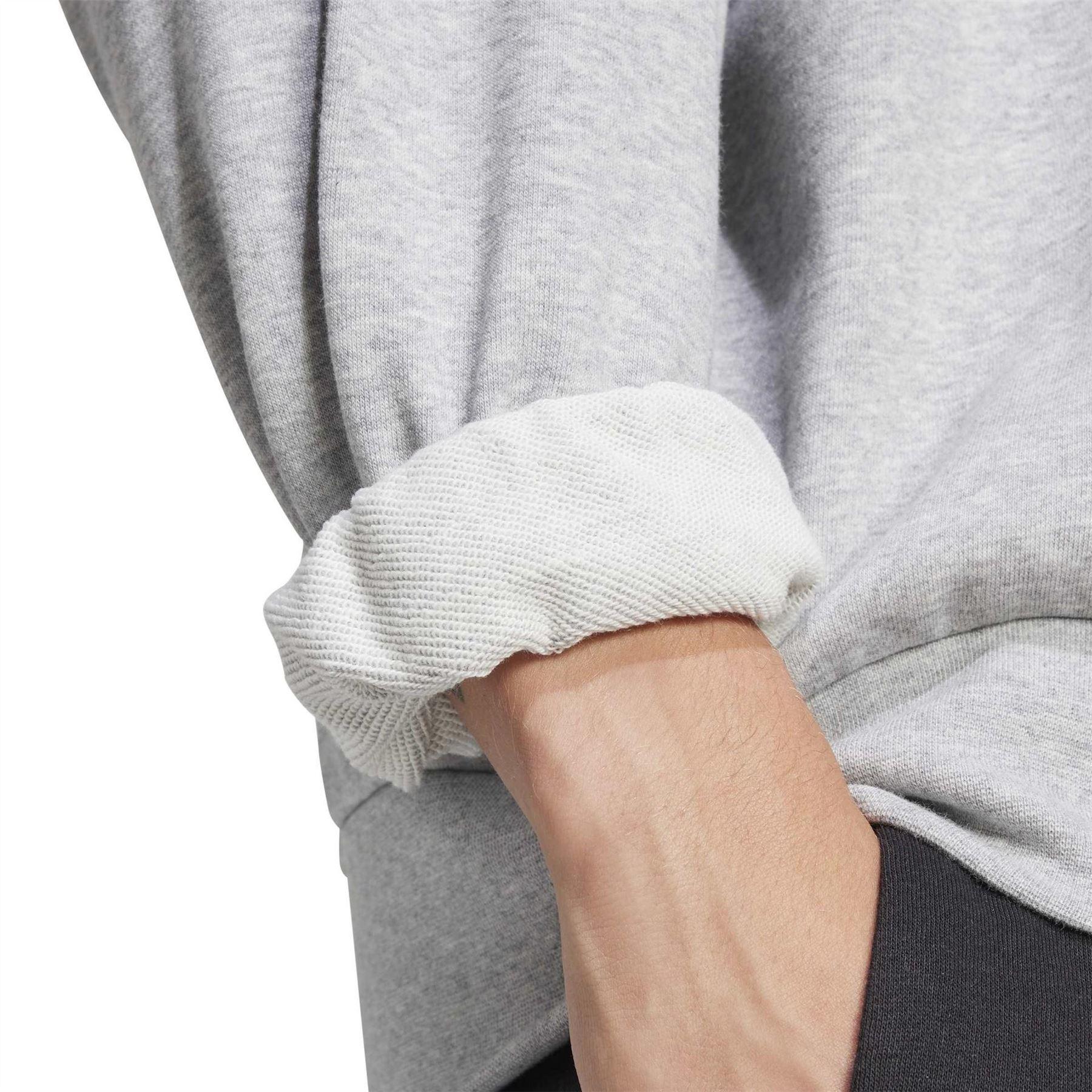 Medium Grey Heather - Side - Adidas Mens Cotton Oversized Sweatshirt