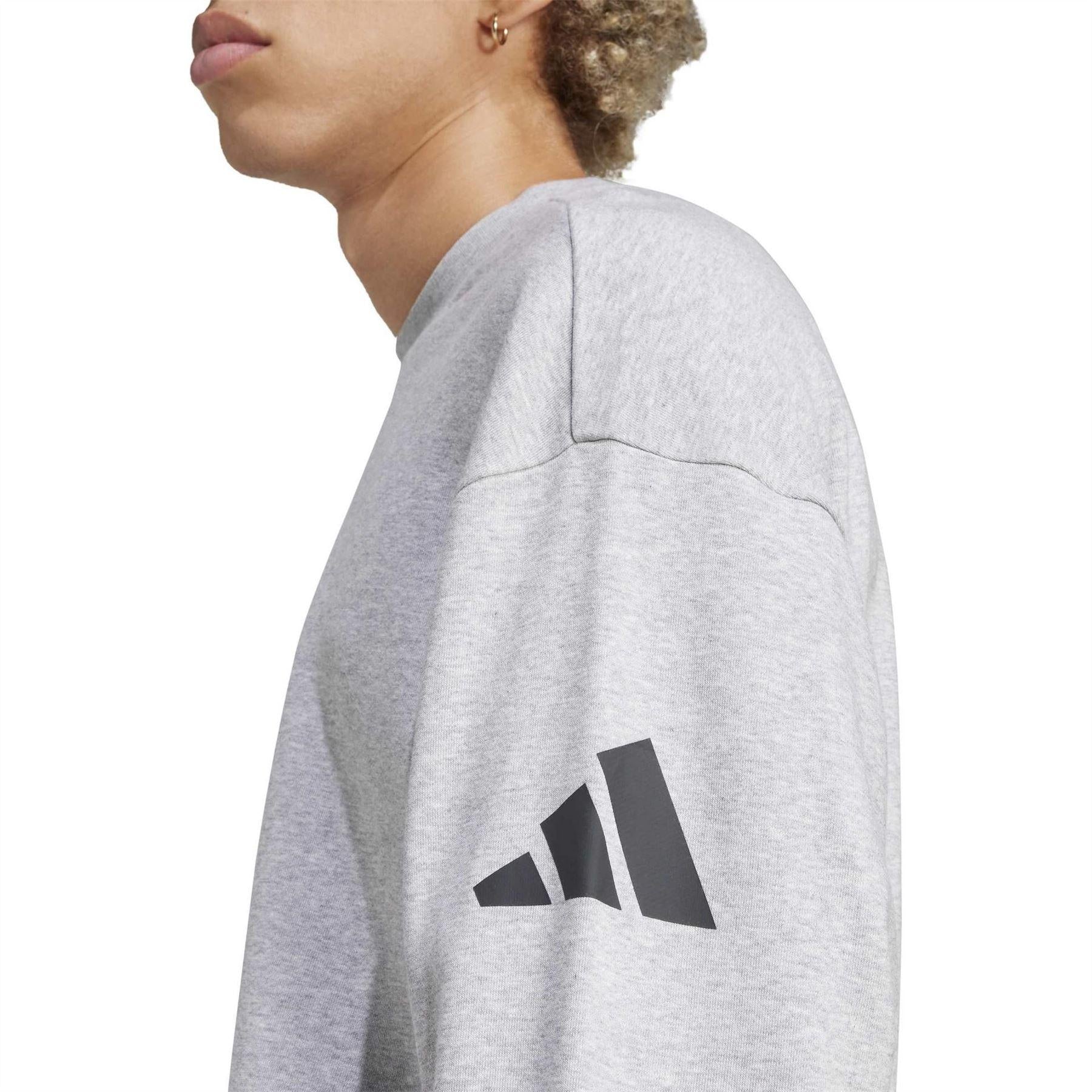 Medium Grey Heather - Lifestyle - Adidas Mens Cotton Oversized Sweatshirt