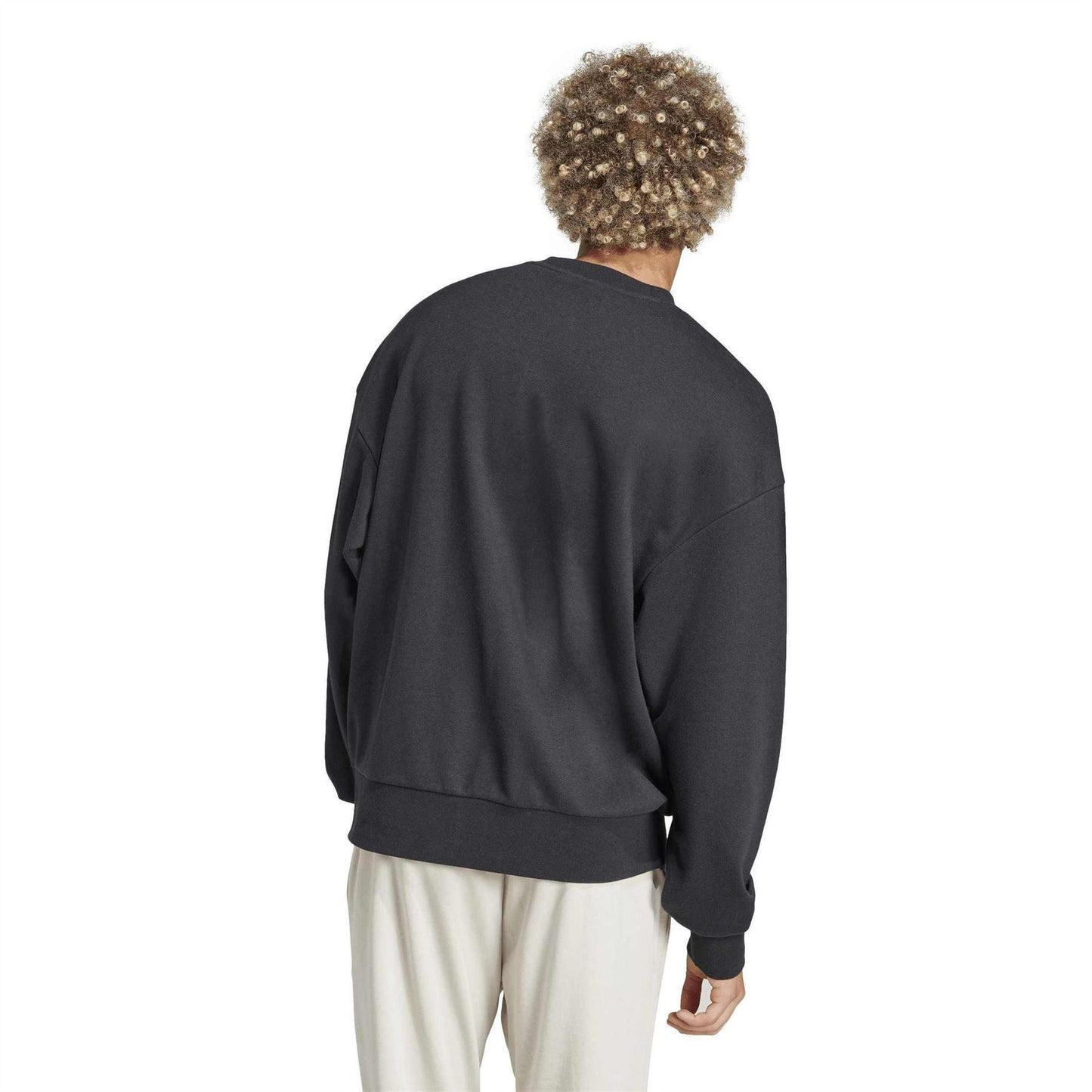 Black-White - Back - Adidas Mens Cotton Oversized Sweatshirt