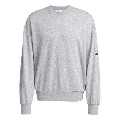 Medium Grey Heather - Front - Adidas Mens Cotton Oversized Sweatshirt