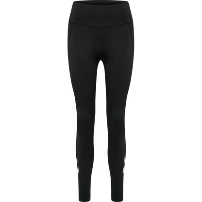 Black - Front - Hummel Womens-Ladies Logo High Waist Tights