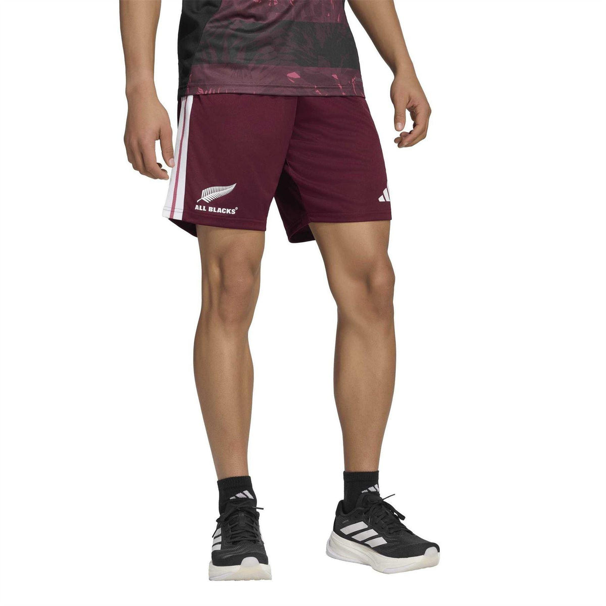 Maroon-Black - Pack Shot - Adidas Mens All Blacks Fern Shorts