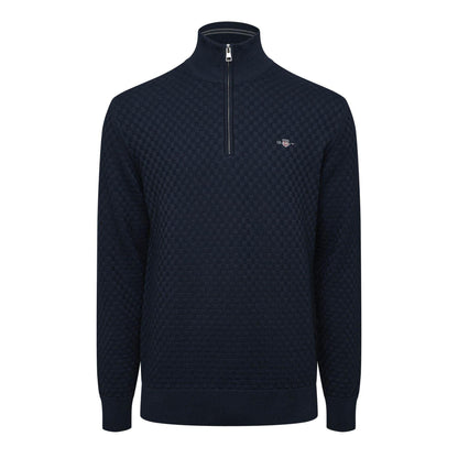 Red - Front - Gant Mens Checked Half Zip Sweatshirt
