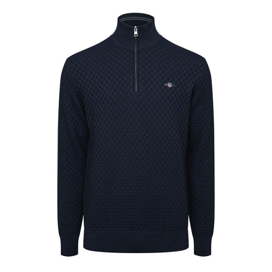 Red - Front - Gant Mens Checked Half Zip Sweatshirt