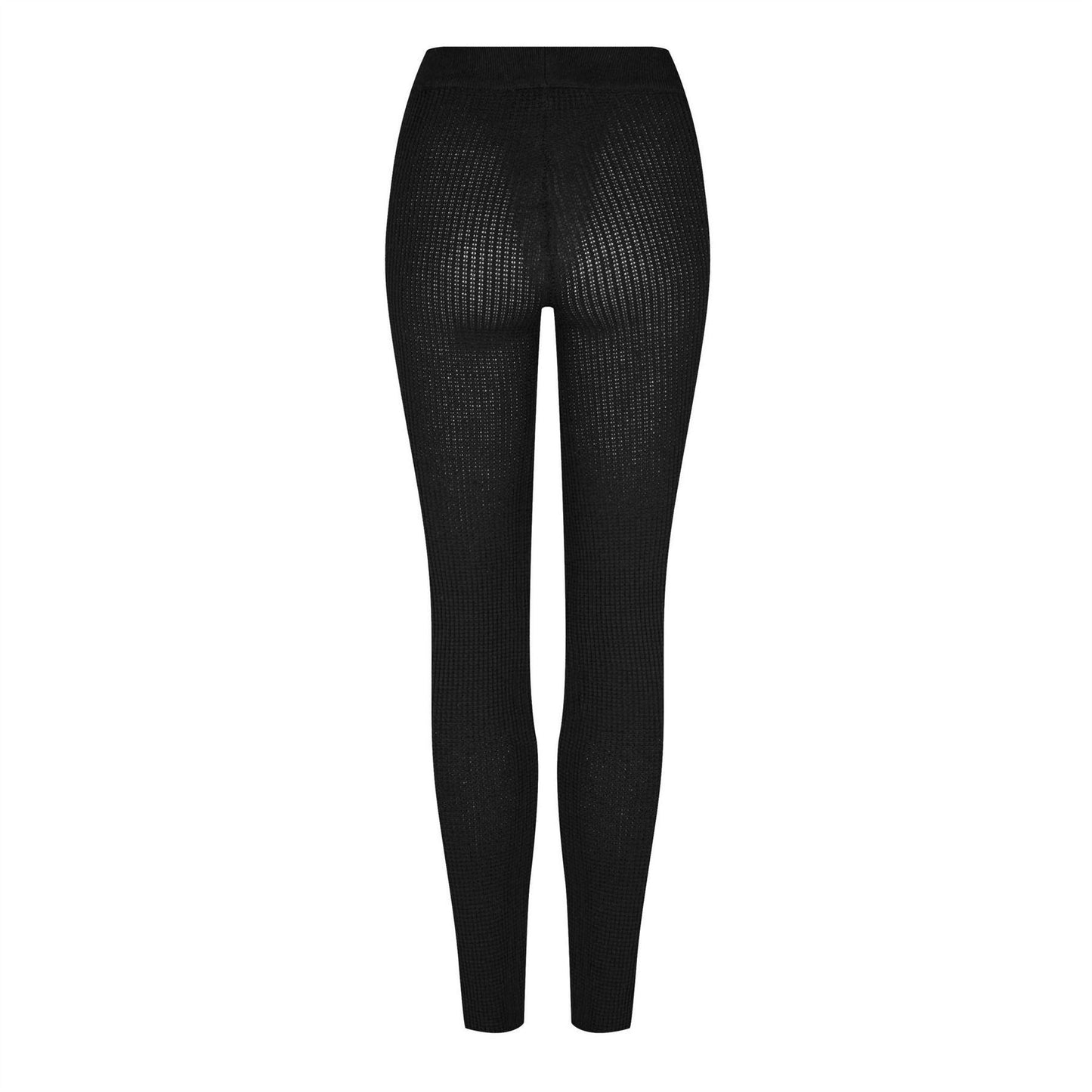 Black - Back - Fear Of God Essentials Womens-Ladies Waffle Knit High Rise Leggings