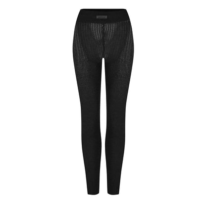 Black - Front - Fear Of God Essentials Womens-Ladies Waffle Knit High Rise Leggings