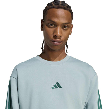 Sage - Side - Adidas Mens 3 Stripes Fleece Sweatshirt
