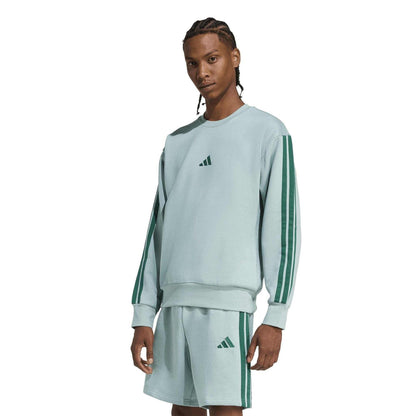 Sage - Pack Shot - Adidas Mens 3 Stripes Fleece Sweatshirt