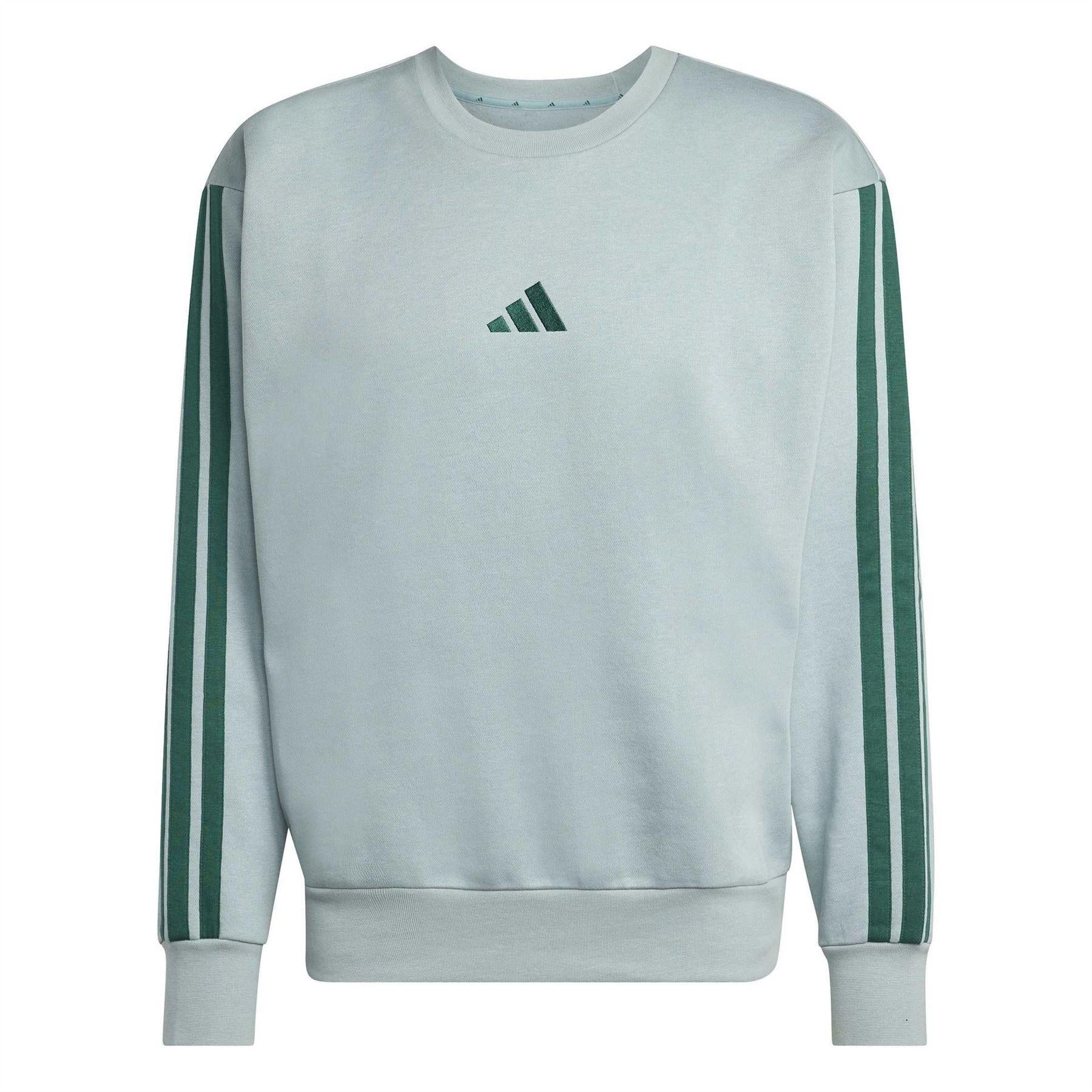Sage - Front - Adidas Mens 3 Stripes Fleece Sweatshirt