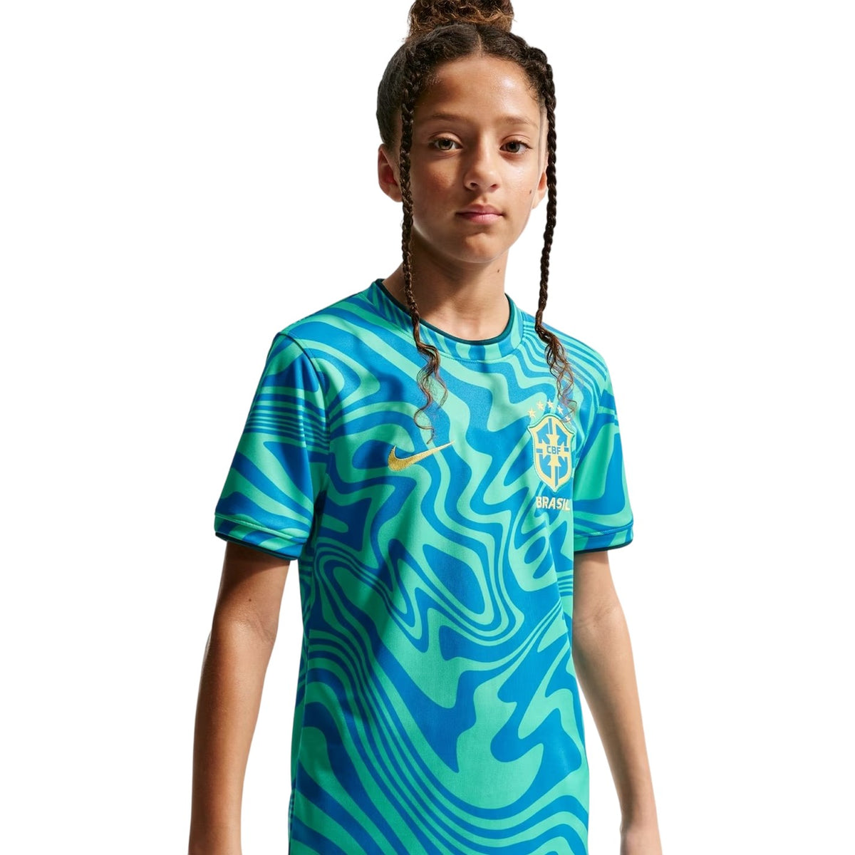 Yellow-Blue - Lifestyle - Nike Childrens-Kids Pre Match 2026 Brazil Football Shirt