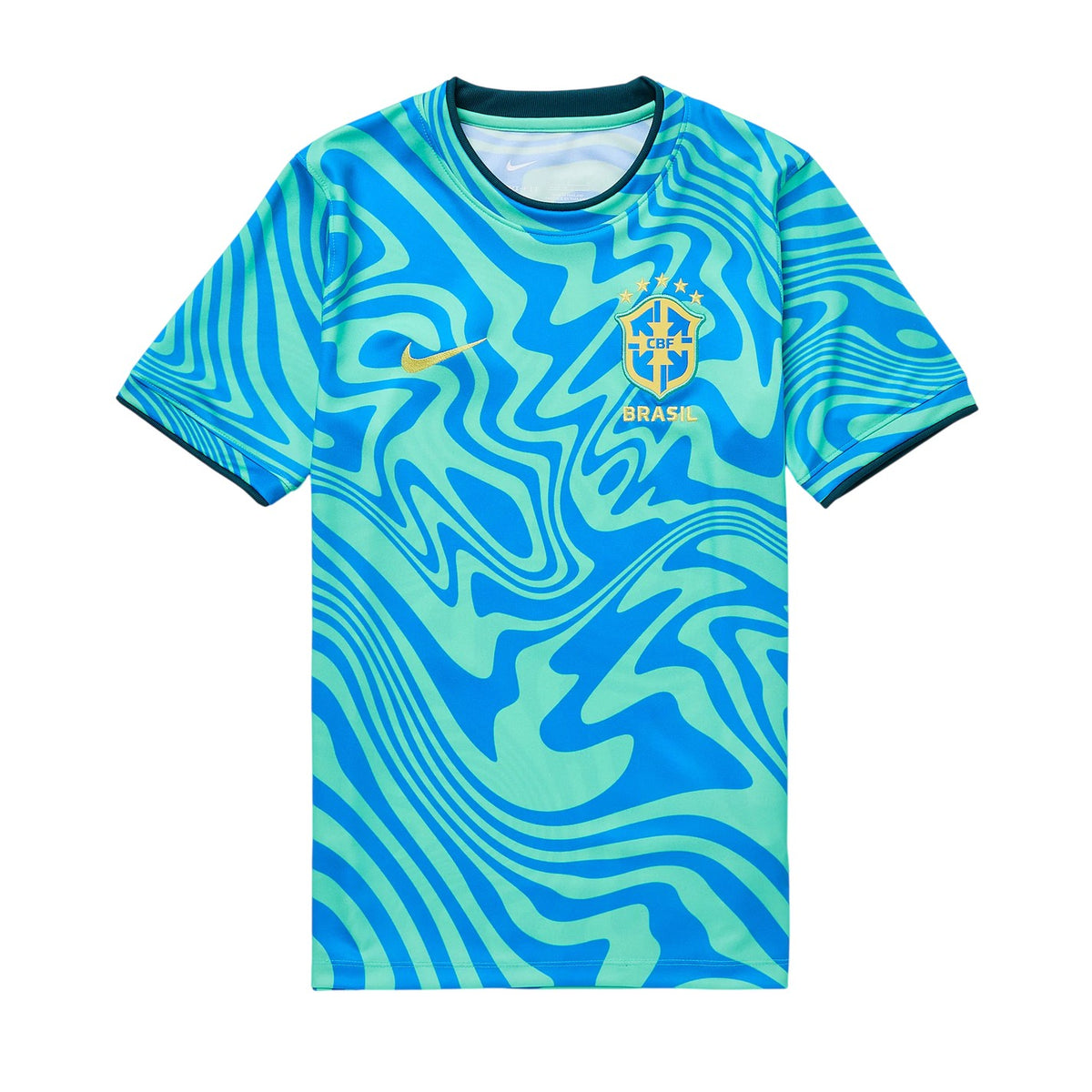 Yellow-Blue - Front - Nike Childrens-Kids Pre Match 2026 Brazil Football Shirt
