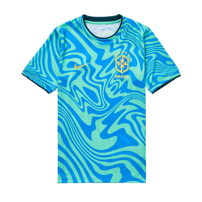 Yellow-Blue - Front - Nike Childrens-Kids Pre Match 2026 Brazil Football Shirt