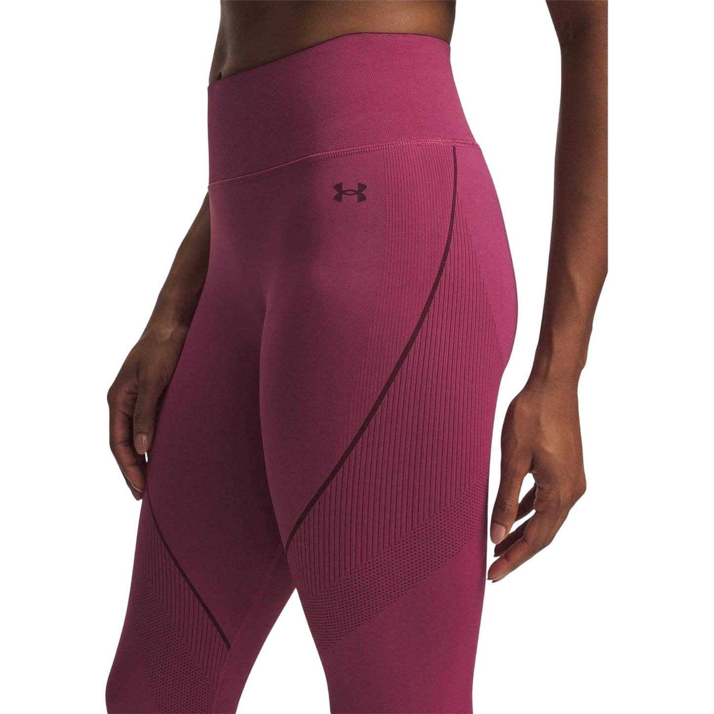 Pink - Side - Under Armour Womens-Ladies Vanish Seamless Compression Leggings