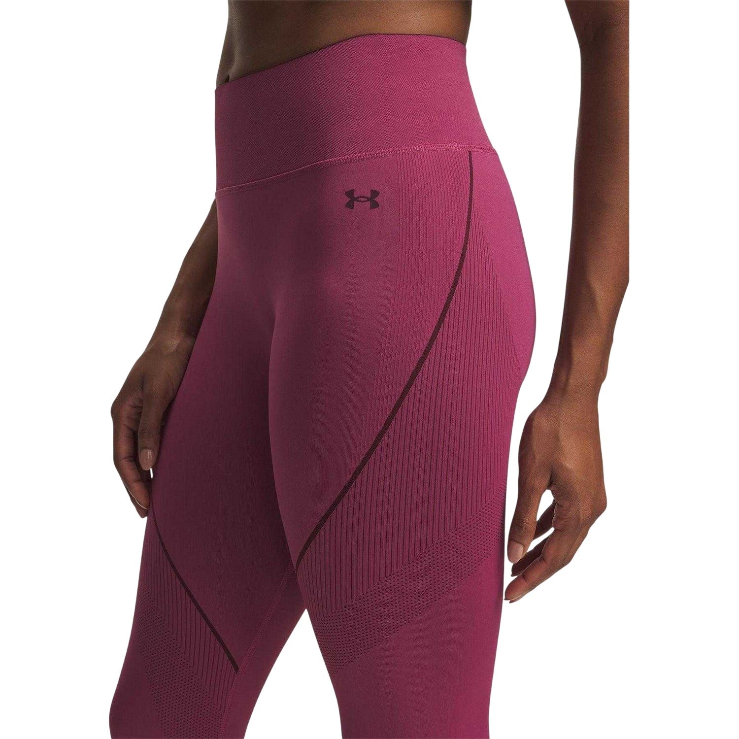 Pink - Side - Under Armour Womens-Ladies Vanish Seamless Compression Leggings