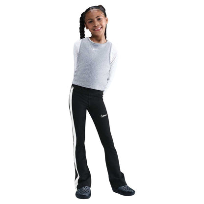 Black-White - Side - Nike Girls Classic Logo Flared Leggings