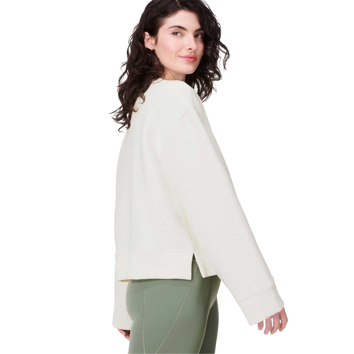 Lily White - Side - Sweaty Betty Womens-Ladies Peaceful Crew Neck Sweatshirt
