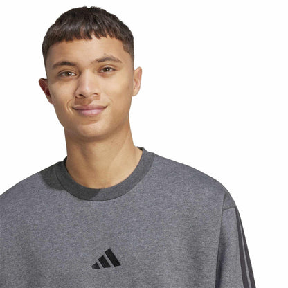 Dark Grey-Black - Side - Adidas Mens 3 Stripes Sweatshirt