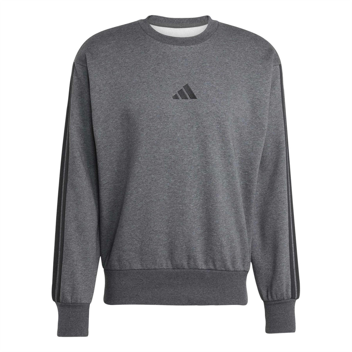 Dark Grey-Black - Front - Adidas Mens 3 Stripes Sweatshirt