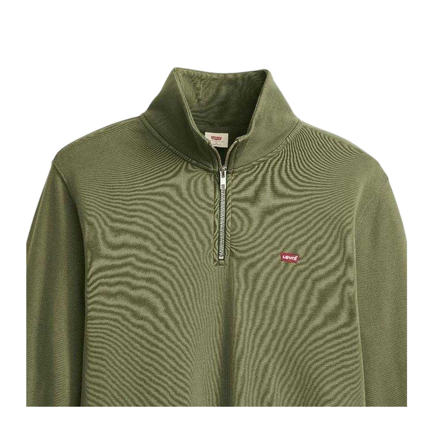 Moss-Olive - Side - Levis Mens Original Housemark Quarter Zip Sweatshirt