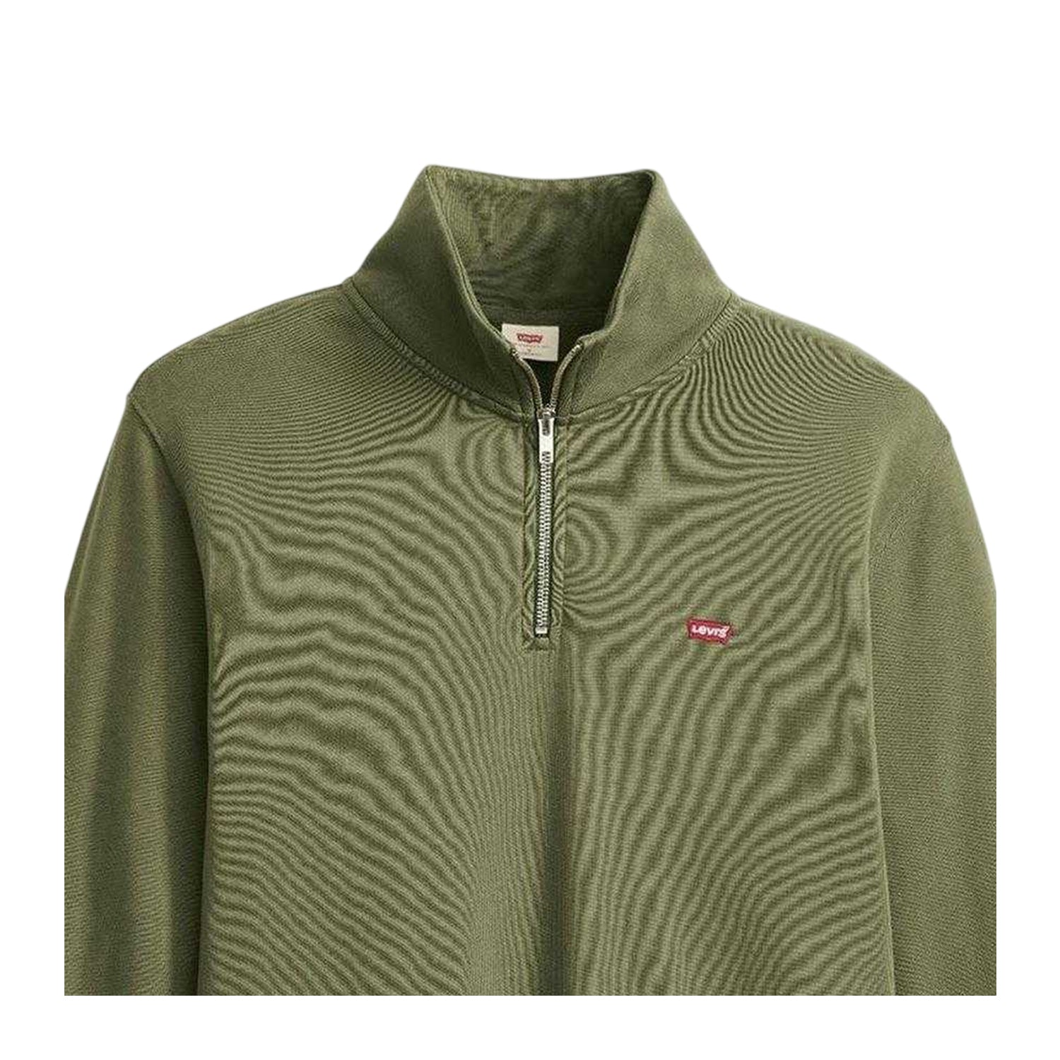 Moss-Olive - Side - Levis Mens Original Housemark Quarter Zip Sweatshirt