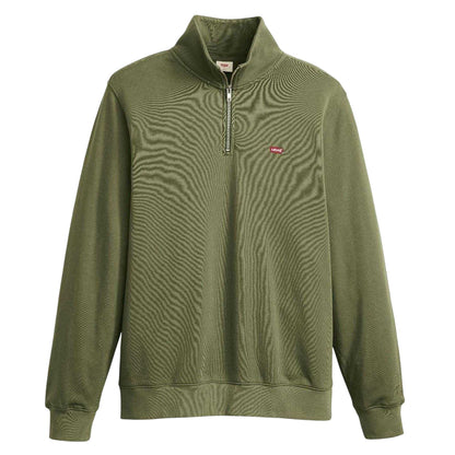 Moss-Olive - Front - Levis Mens Original Housemark Quarter Zip Sweatshirt