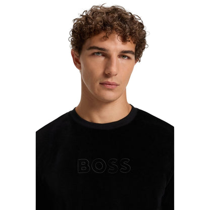 Black - Side - Hugo Mens Velour Sweatshirt