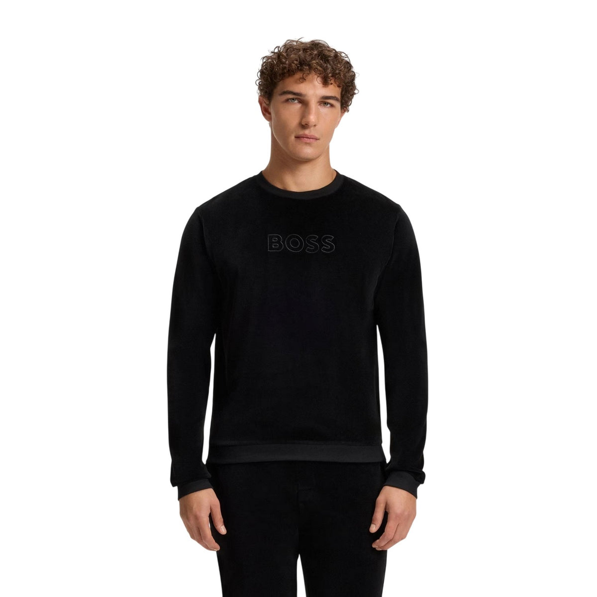 Black - Lifestyle - Hugo Mens Velour Sweatshirt