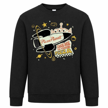 Black - Front - Toy Story Childrens-Kids Take Me To Your Pizza Aliens Sweatshirt