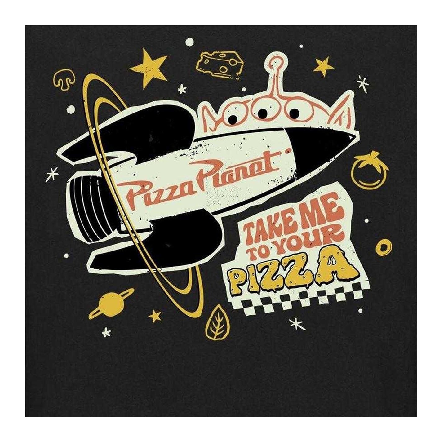 Black - Side - Toy Story Childrens-Kids Take Me To Your Pizza Aliens Sweatshirt