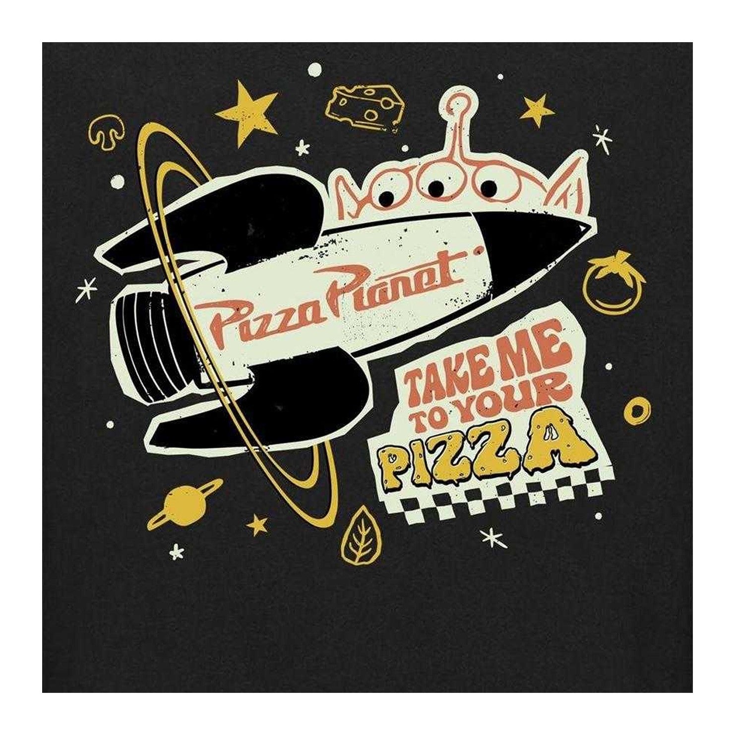 Black - Side - Toy Story Childrens-Kids Take Me To Your Pizza Aliens Sweatshirt