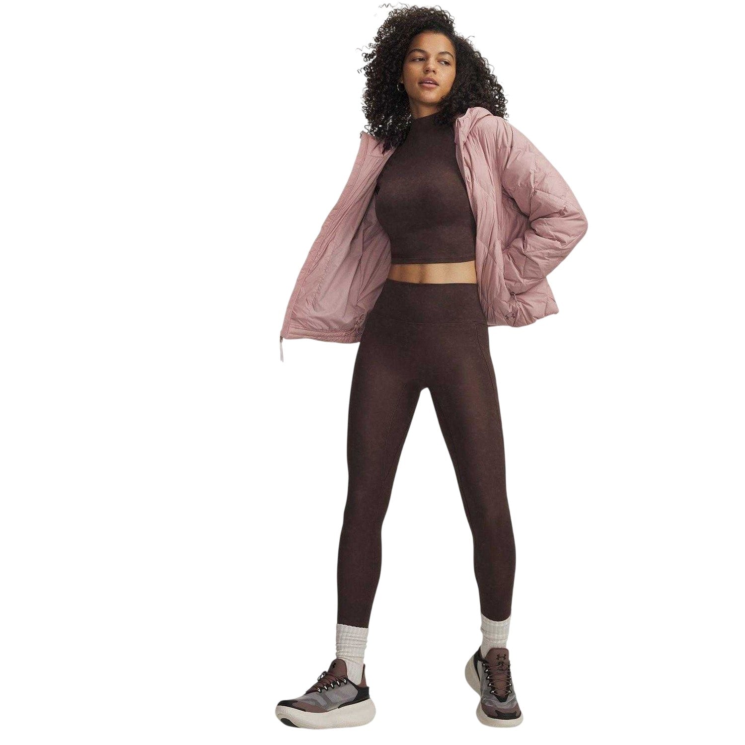 Brown - Lifestyle - Under Armour Womens-Ladies Meridian Side Pocket Tight Leggings