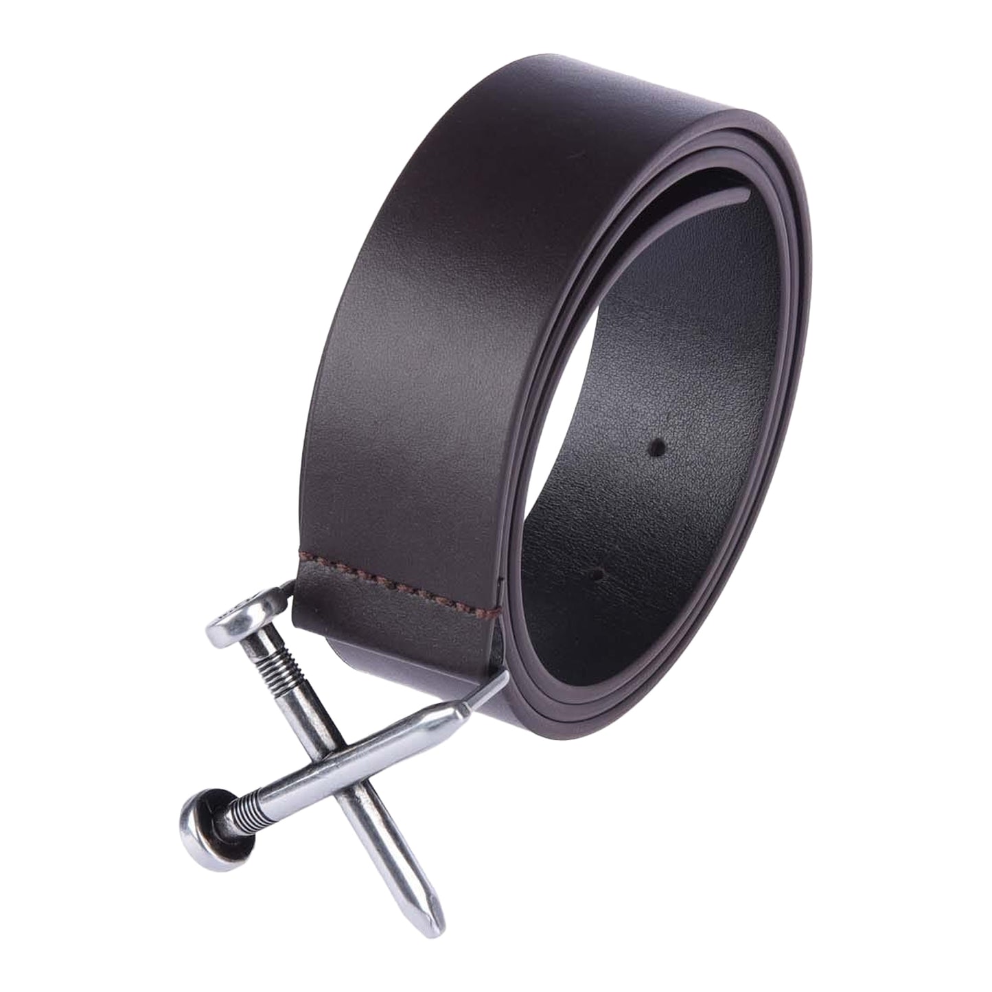 Black - Back - Off White Mens Crossed Nail Leather Belt