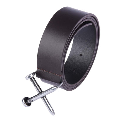 Black - Back - Off White Mens Crossed Nail Leather Belt