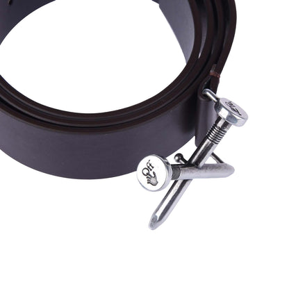 Black - Side - Off White Mens Crossed Nail Leather Belt