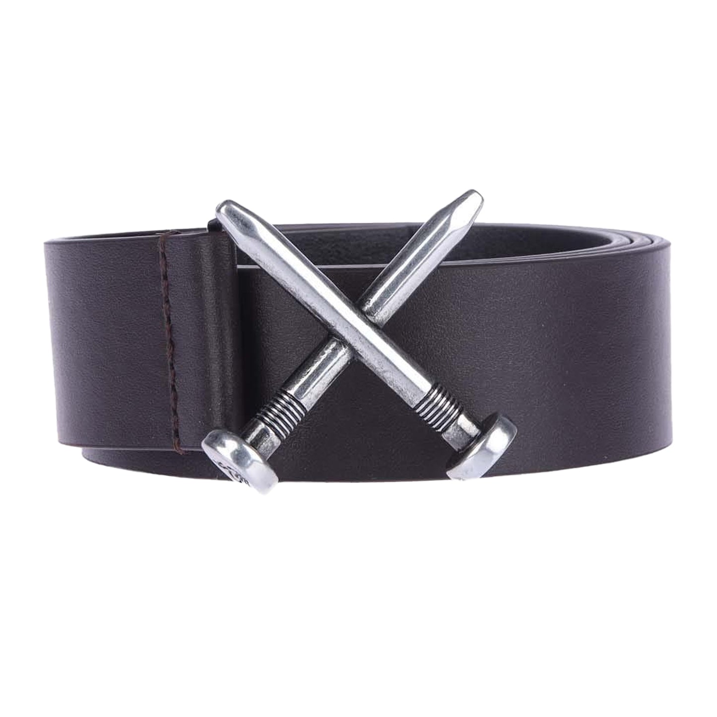 Black - Front - Off White Mens Crossed Nail Leather Belt