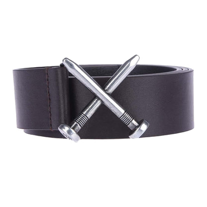 Black - Front - Off White Mens Crossed Nail Leather Belt