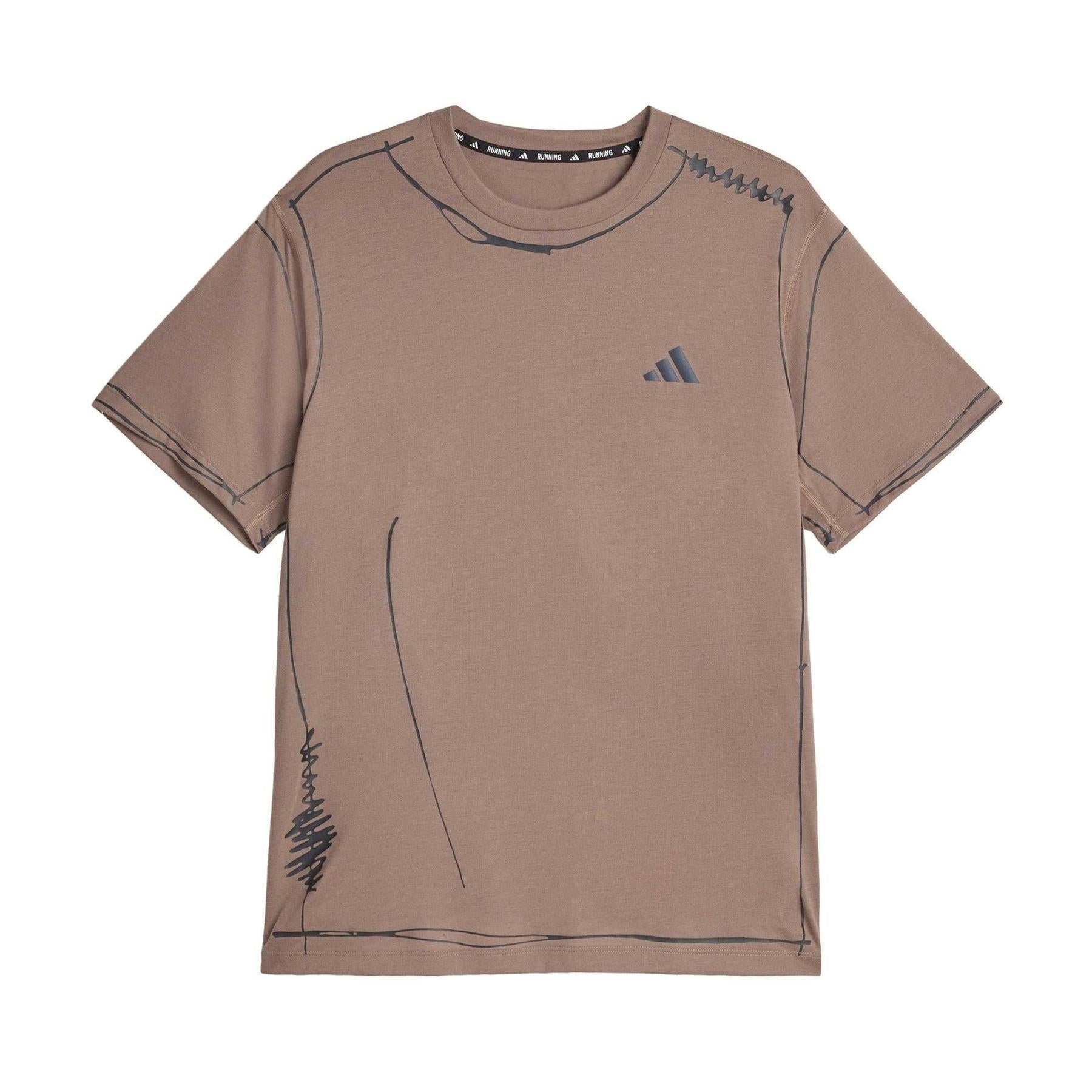 Brown - Front - Adidas Unisex Adult Doodles Loose Fit T-Shirt