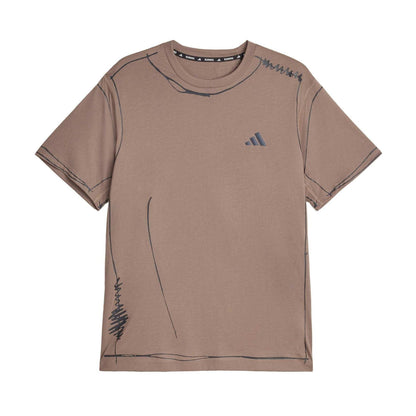 Brown - Front - Adidas Unisex Adult Doodles Loose Fit T-Shirt